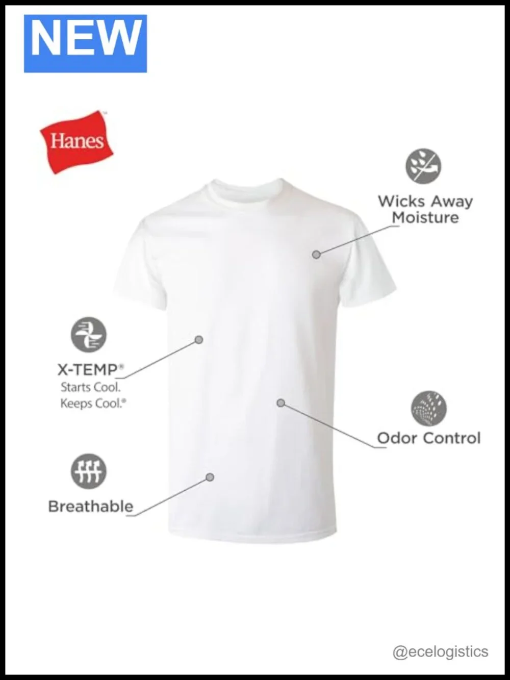 Men's Performance Undershirt 5-Pack X-Temp Moisture-Wicking Crewneck